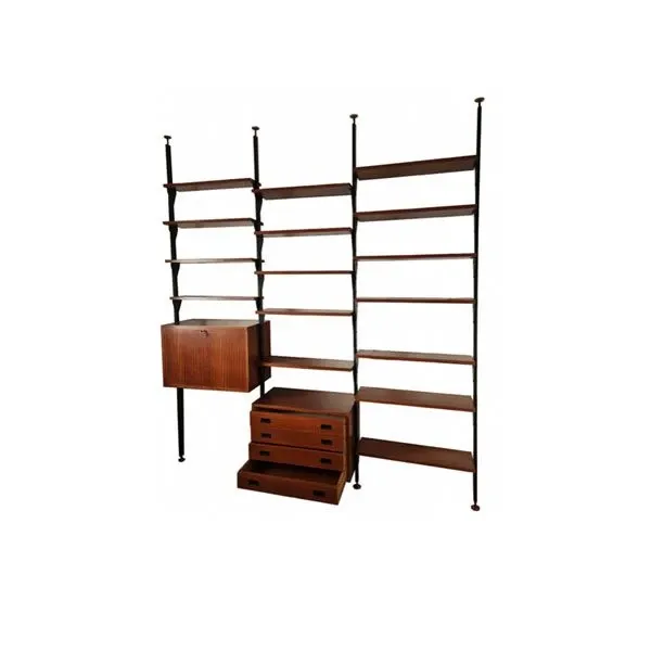 Libreria vintage a soffitto in legno teak (anni '50) image