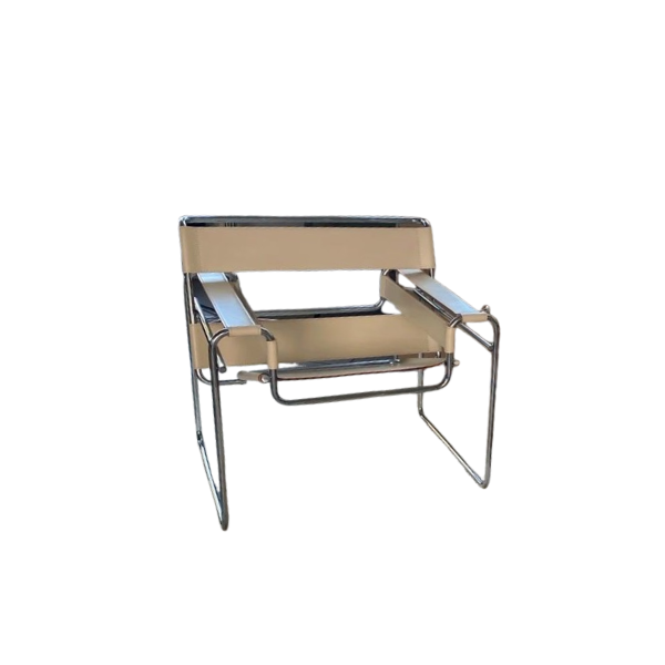 Wassily B3 armchair in white leather, Knoll image