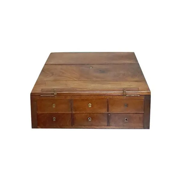 Vintage travel desk in walnut and oak (19th century), image