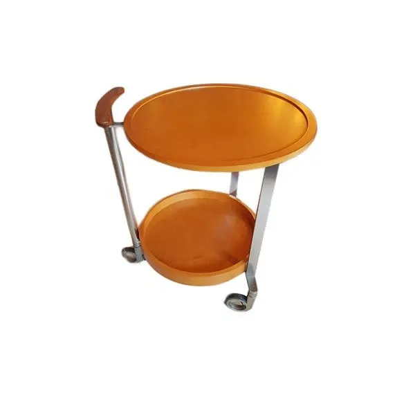 Eos coffee table in polished maple wood with 4 wheels, Giorgetti 
