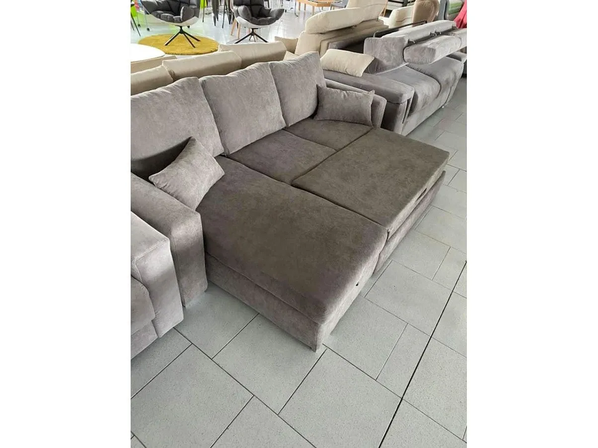 Schlafsofa mit Ottomane und Bettkasten (grau) 2