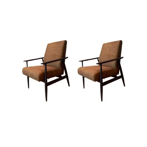 Set of 2 vintage armchairs in wood and fabric (1960s), image
