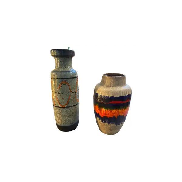 Two 1970s Mid-Century Modern Fat Lava Ceramic German Vases by Scheurich image