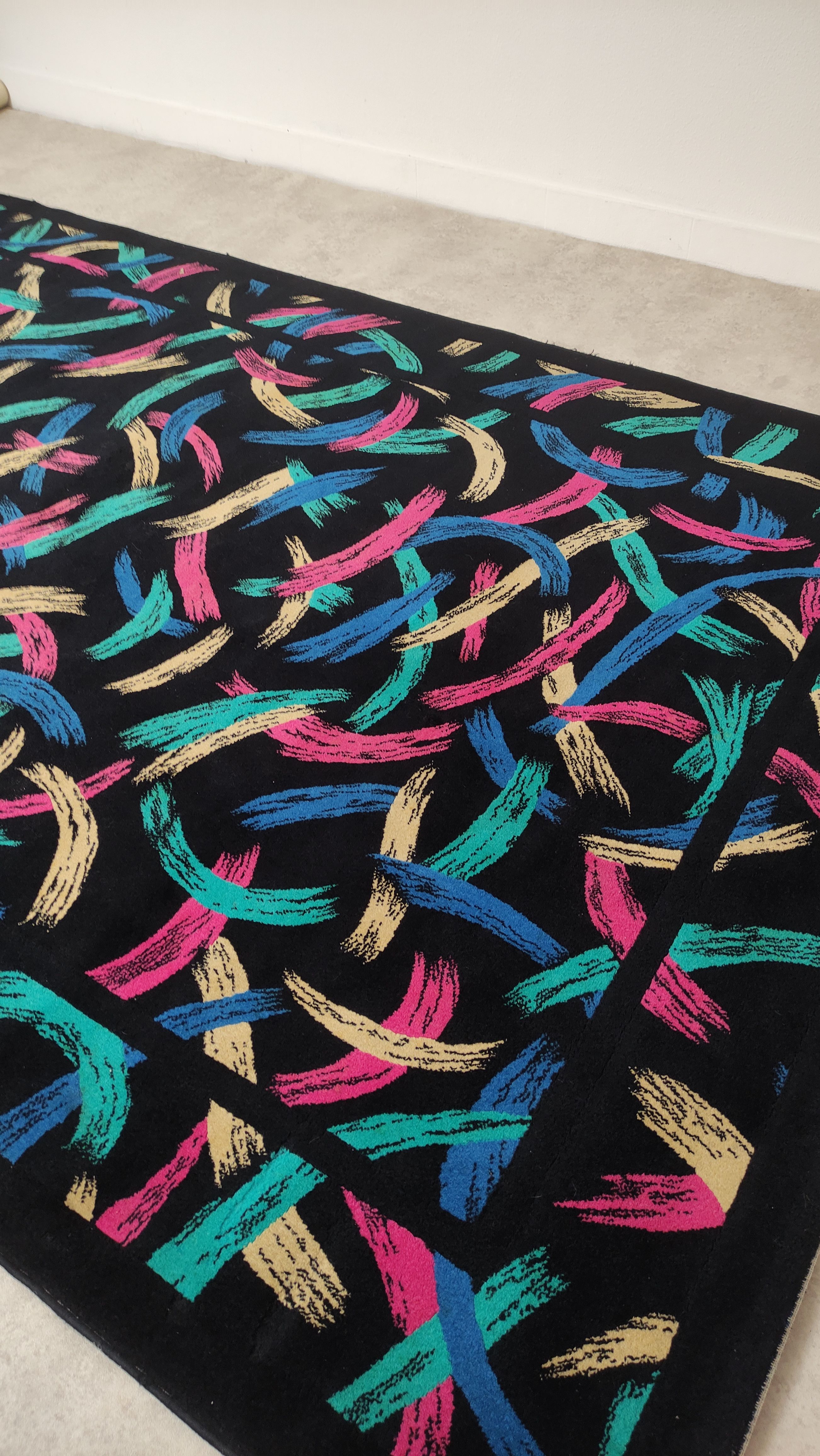 Tappeto rettangolare Ottavio in lana multicolore (anni '80) Defects