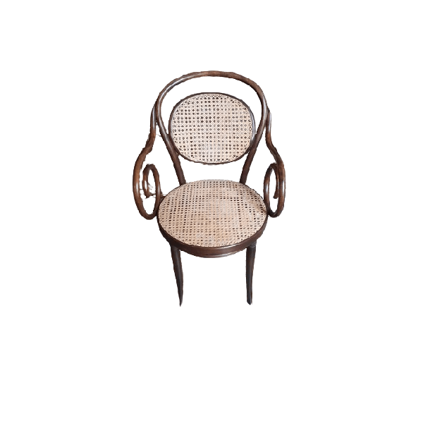 B6659 armchair with steam-bent beech structure and Vienna straw seat, Italcomma image