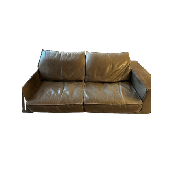 Divano 3 posti Budapest Soft rivestito in pelle marrone, Baxter image