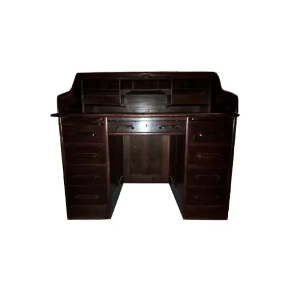 Vintage writing desk with wooden roller closure (1900s) image