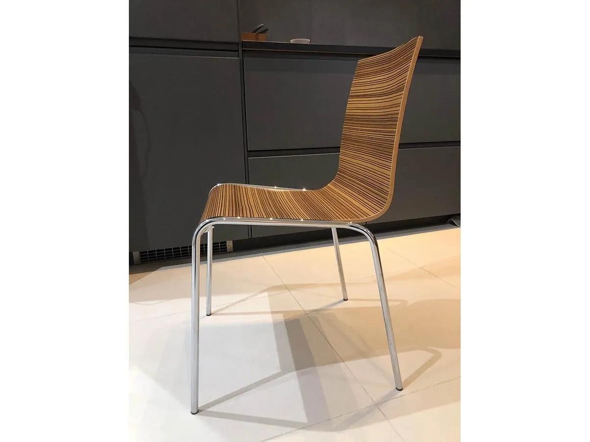 Sedia Zebra in acciaio cromato e legno curvato, Calligaris 4