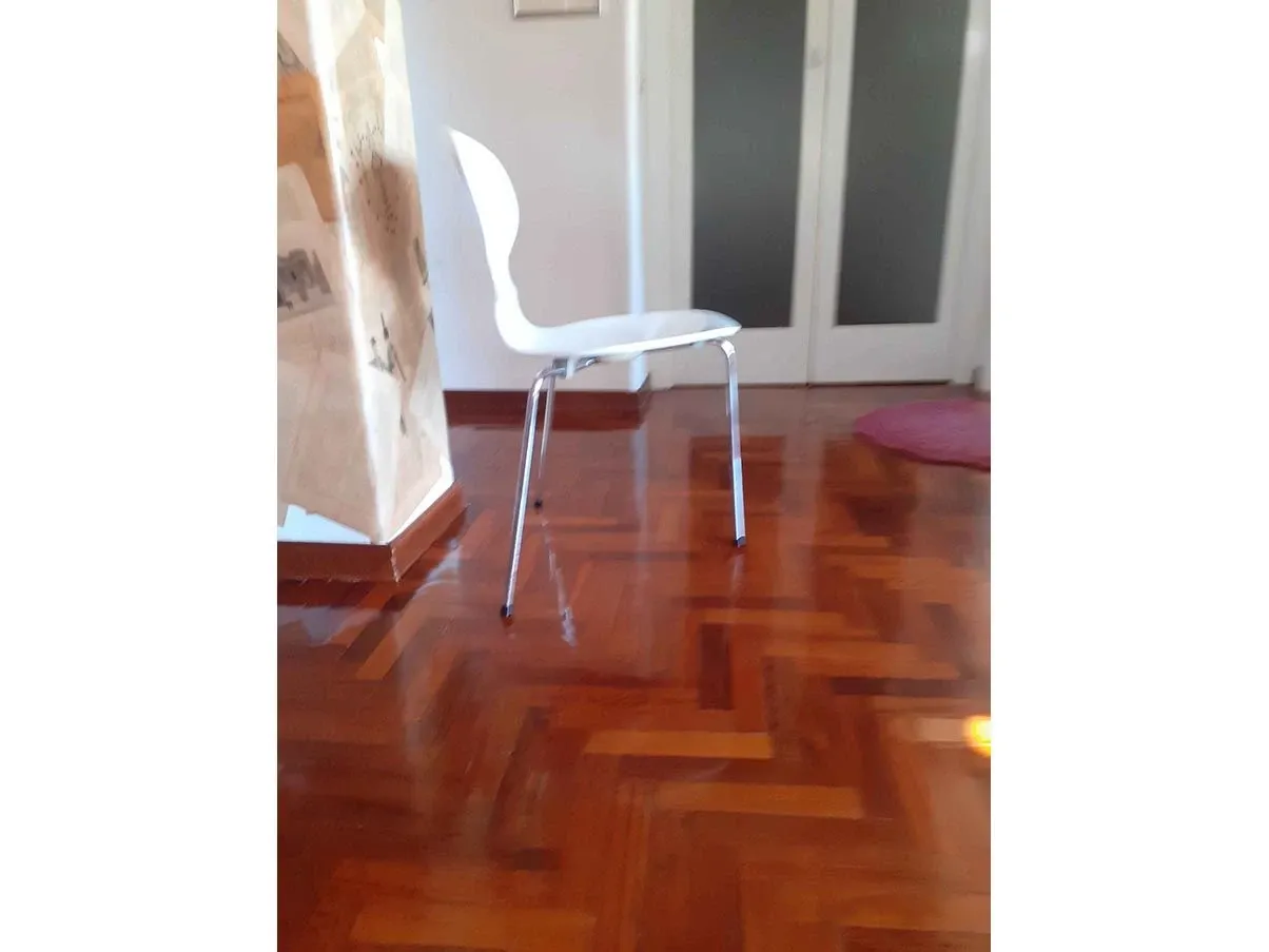 Set 4 sedie acciaio e legno laccato (bianco), Fritz Hansen 1