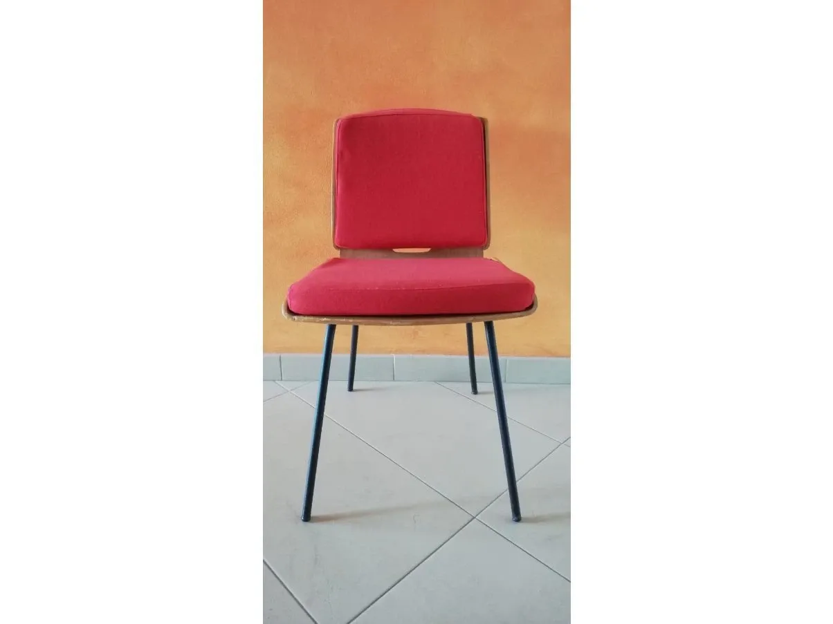 Sedia vintage in stoffa rossa (anni '60), 1