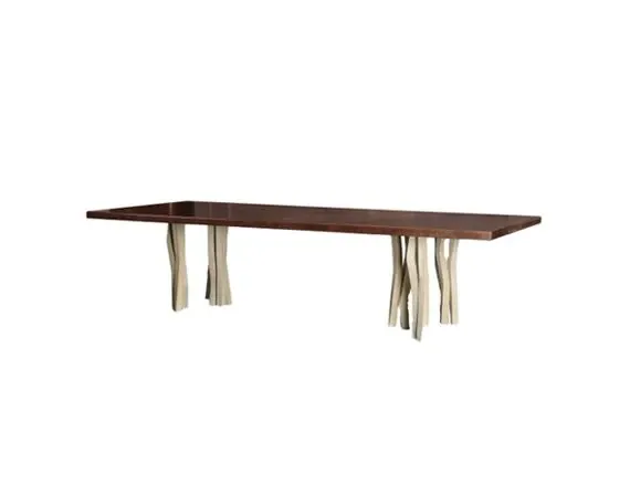 Tavolo rettangolare Jil in pelle con gambe irregolari 2