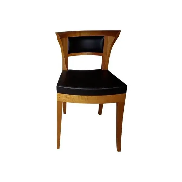 Chair in maple wood and brown leather, Giorgetti image