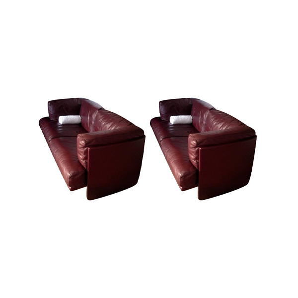 Set of 2 2-seater sofas in leather (bordeaux), Poltrona Frau image