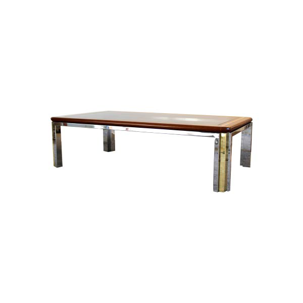 Romeo Rega coffee table in wood and brass (1970s), image