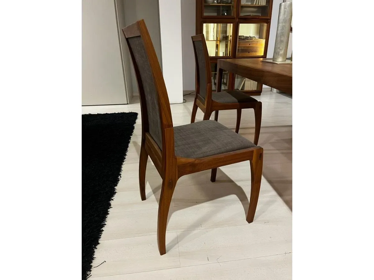 Set of 4 chairs in walnut and fabric, Arte Botto 7