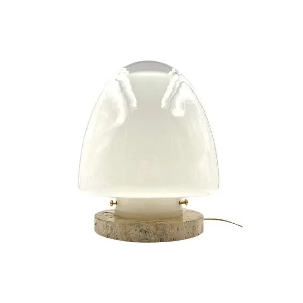 Vintage table lamp in Murano glass and travertine, Leucos image