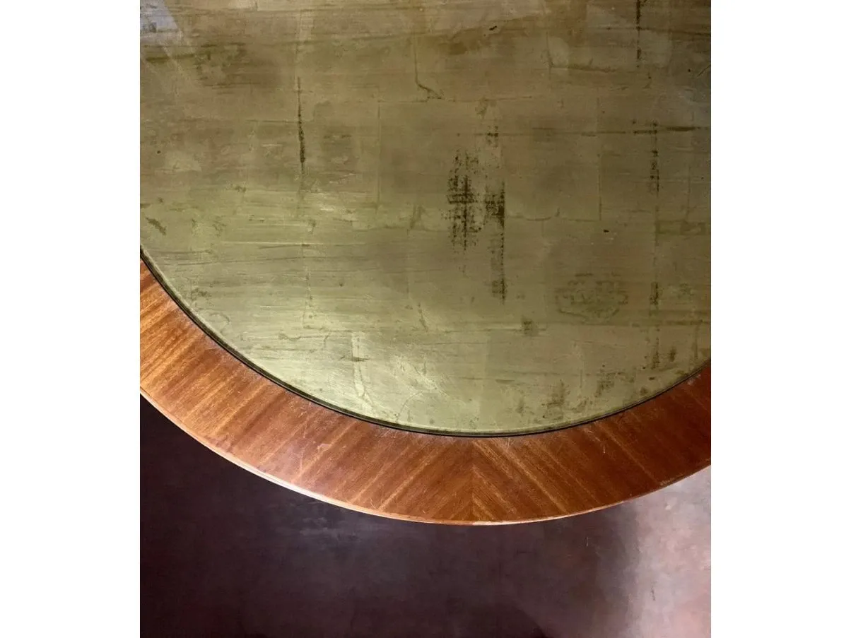 Set tavolo vintage in rovere e 8 sedie in velluto, 1