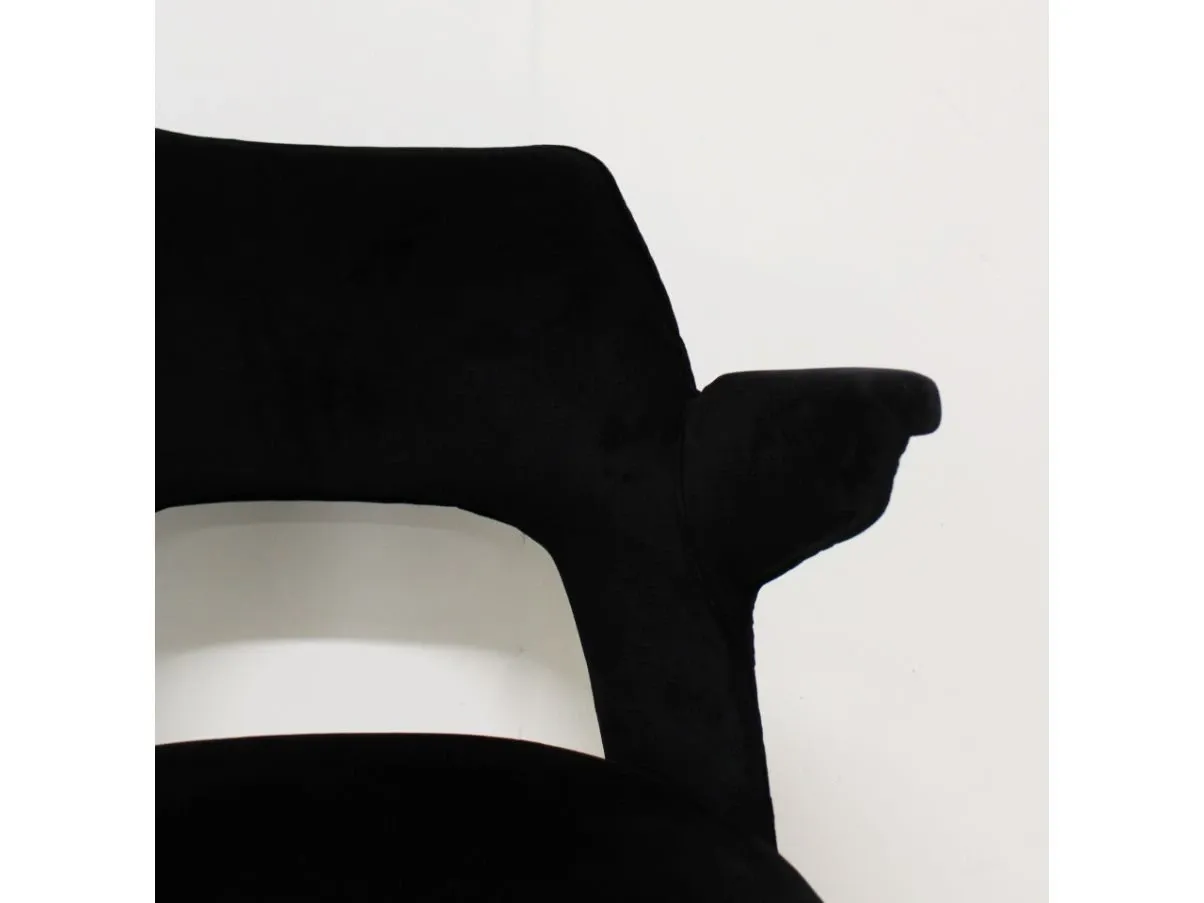 Sedia vintage in velluto nero (anni '70), 4