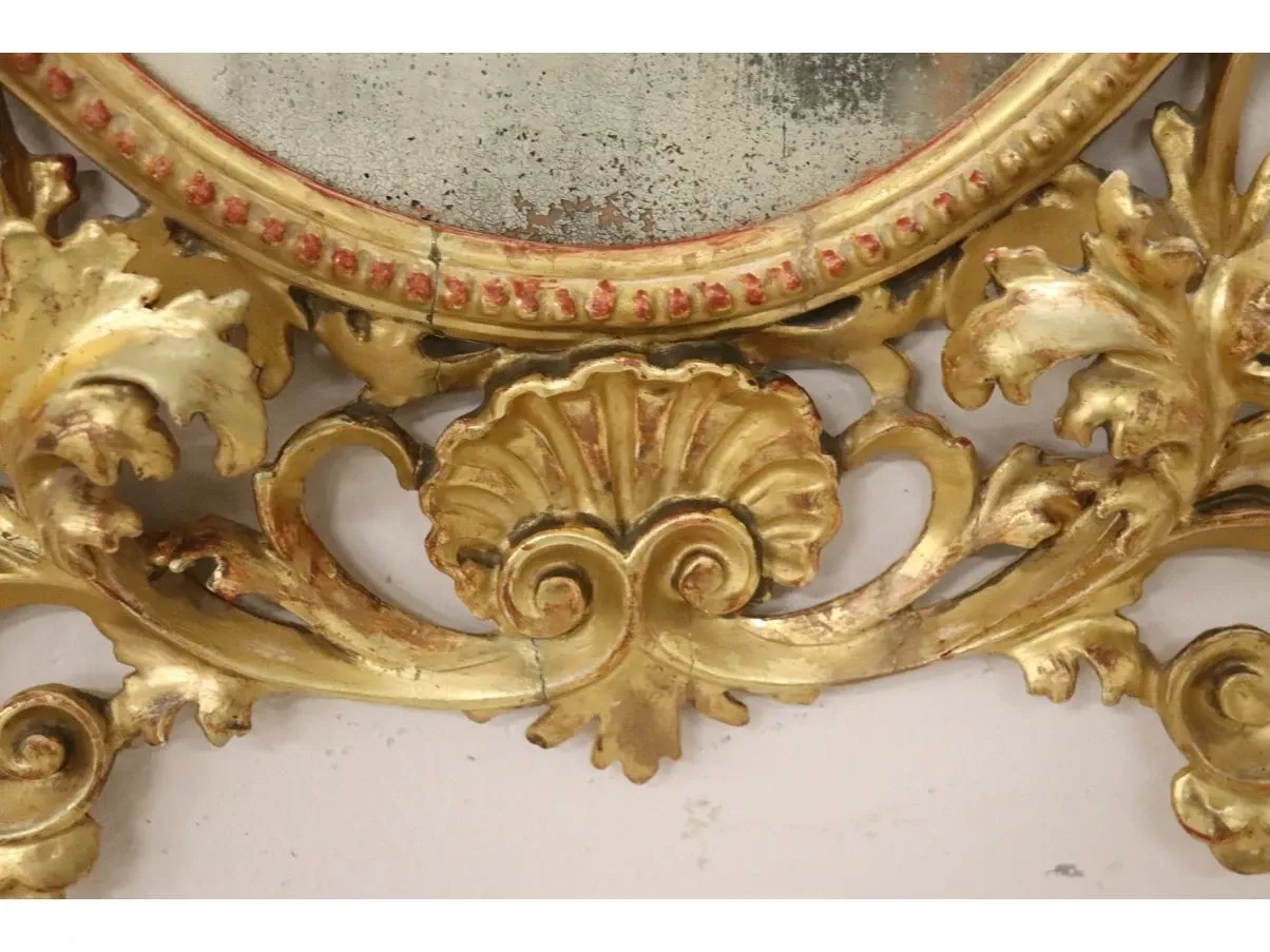 Specchio da parete ovale in legno dorato vintage ('700), 6