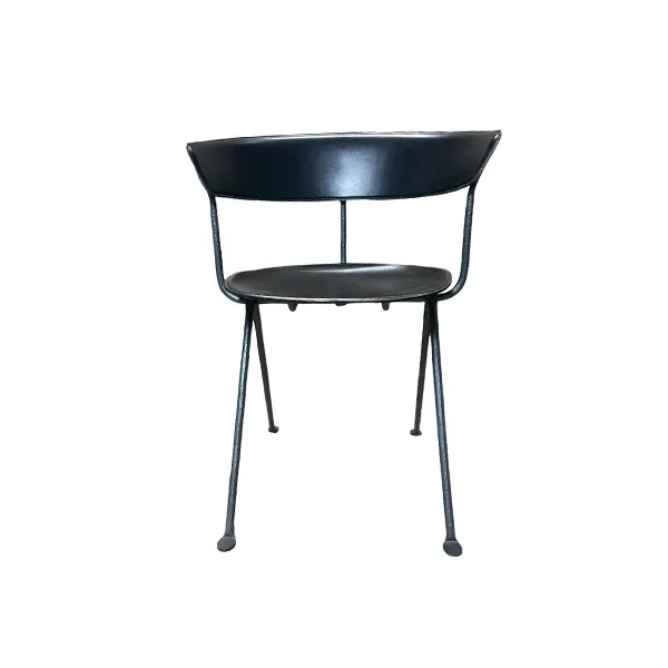 Officina armchair in iron and leather (black), Magis image