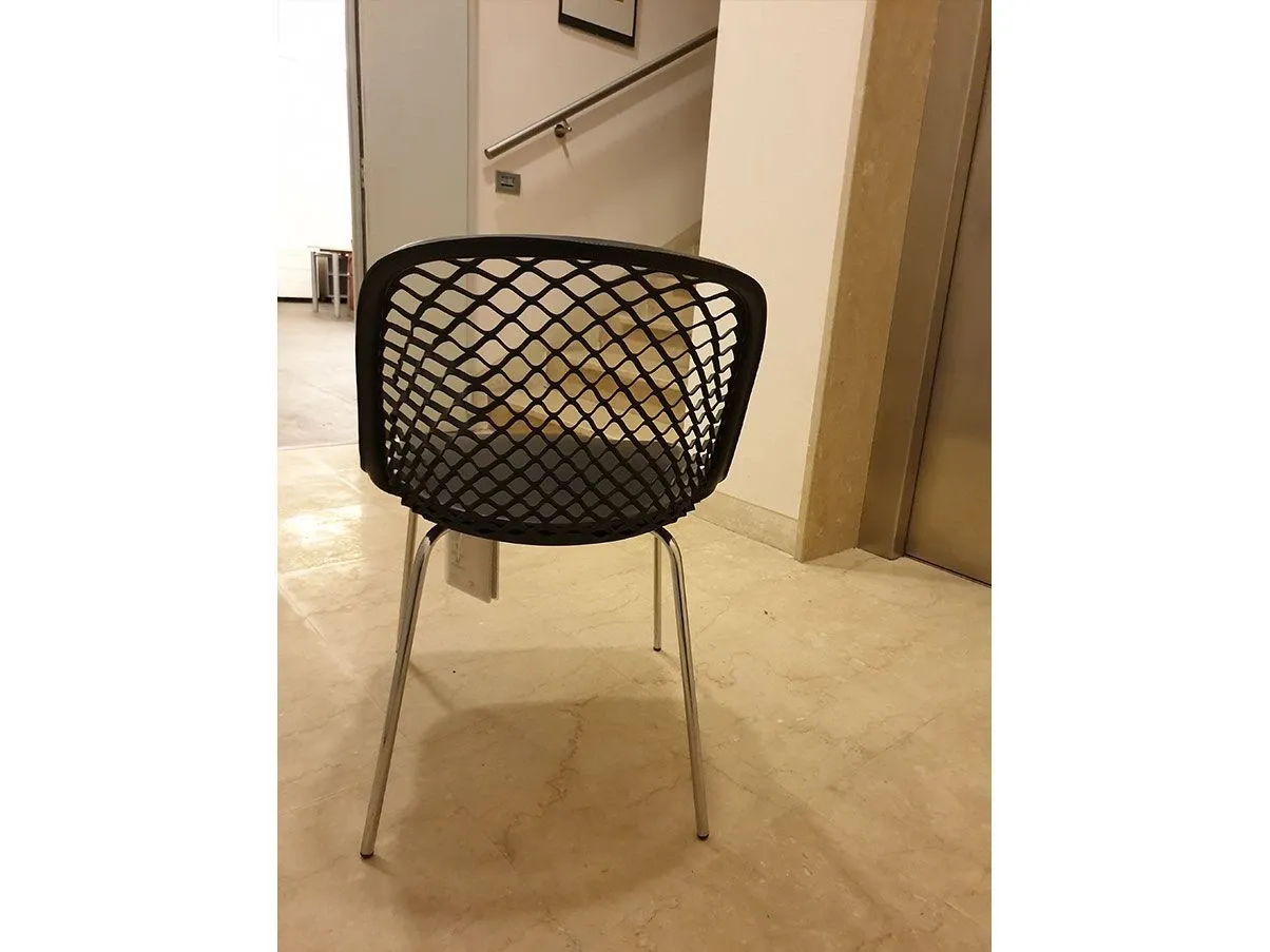 ZOE ZE01 chair steel and perforated leather (black), Matteograssi 1
