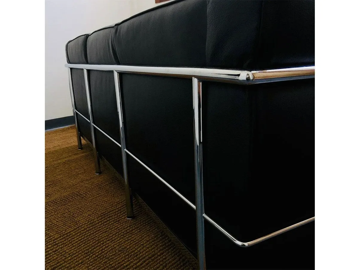 LC3 3 seater sofa chromed steel and leather (black), Cassina 3