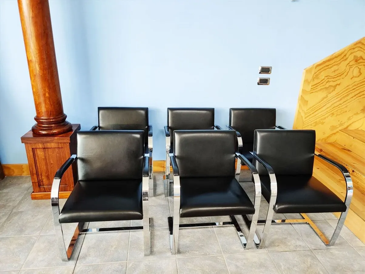 6er-Set Brno Stühle von Mies van der Rohe aus schwarzem Leder 1
