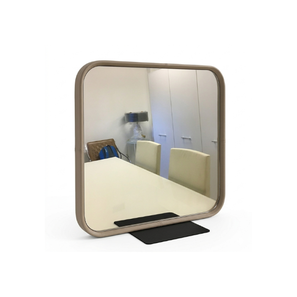 Vierkante spiegel met leren lijst Birk image