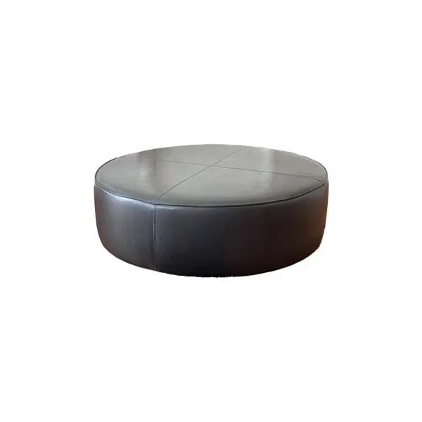 Domino round pouf in leather and wood, Molteni&C image