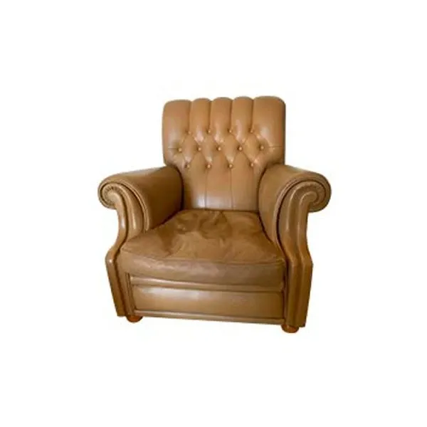 Set of 2 Bonnei armchairs in leather (beige), Poltrona Frau 