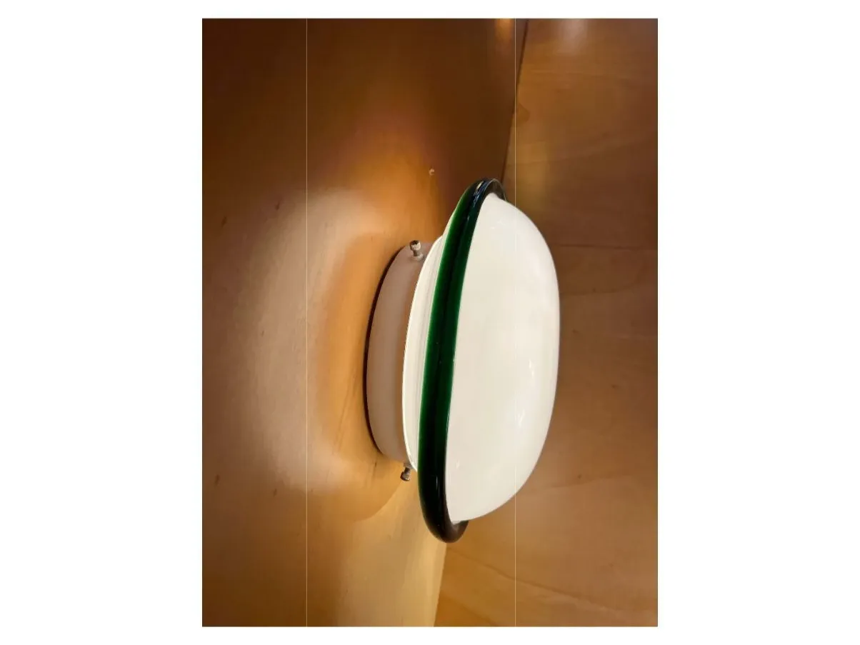 Applique Saturno in vetro di Murano bianco e verde, Venini 3
