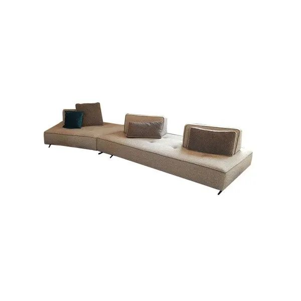 Divano chaise-longue Magritte in tessuto (grigio), Flexstyle 