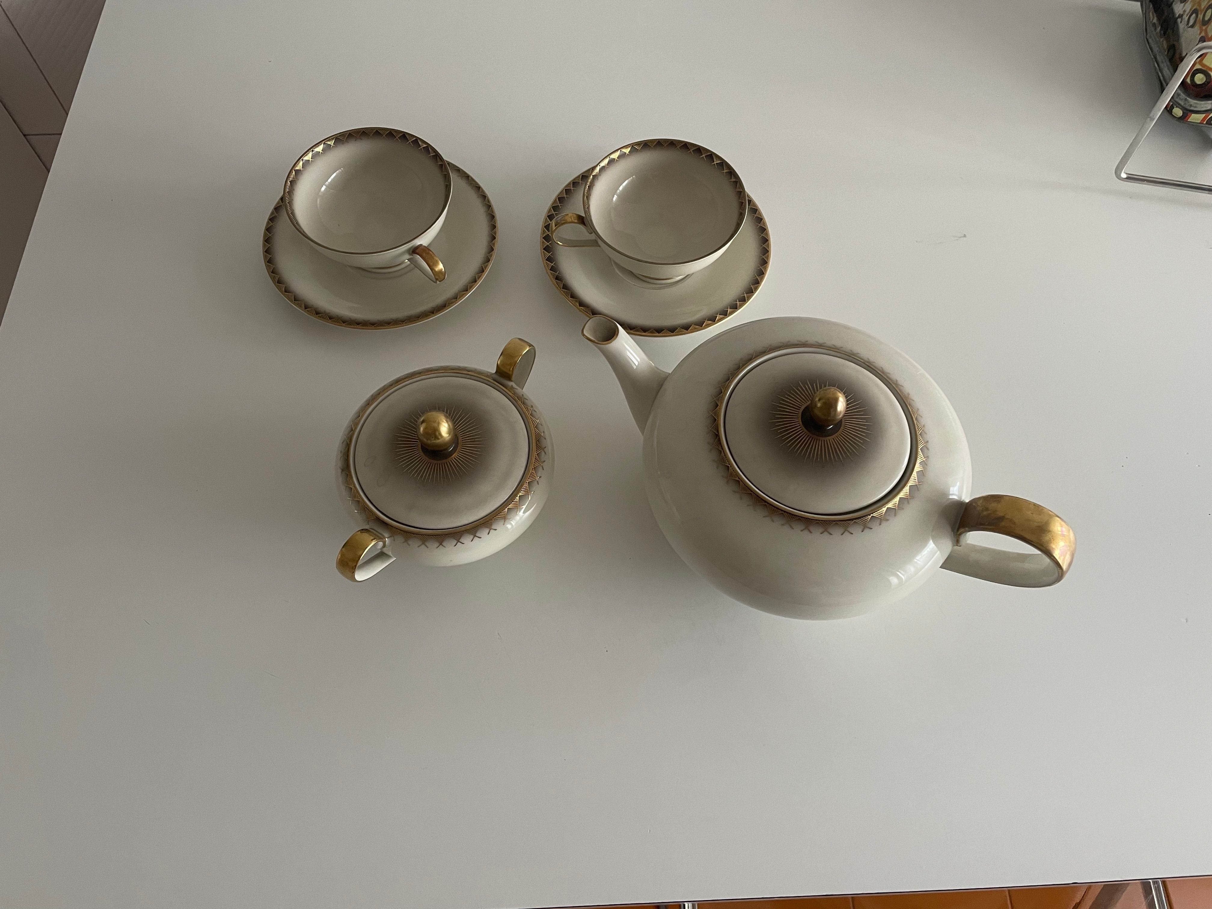 Set teiera zuccheriera e tazze da te in ceramica, Bavaria Germany 1950 Main