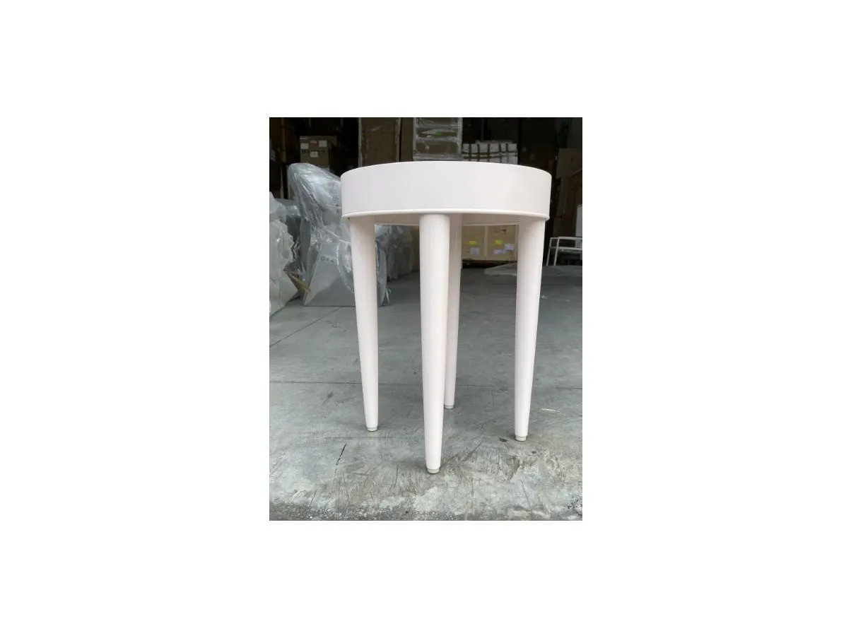 Sash round side table in white aluminum, Janus et Cie 2