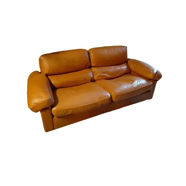 Vintage 2 seater sofa in brown leather (1970s) image