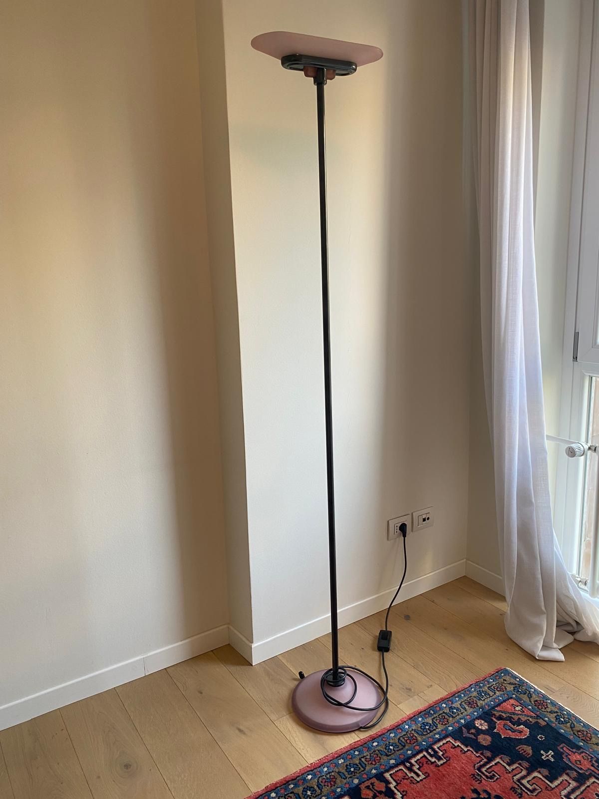 Jill A 380 floor lamp in pink opaline glass (90s), Arteluce Main