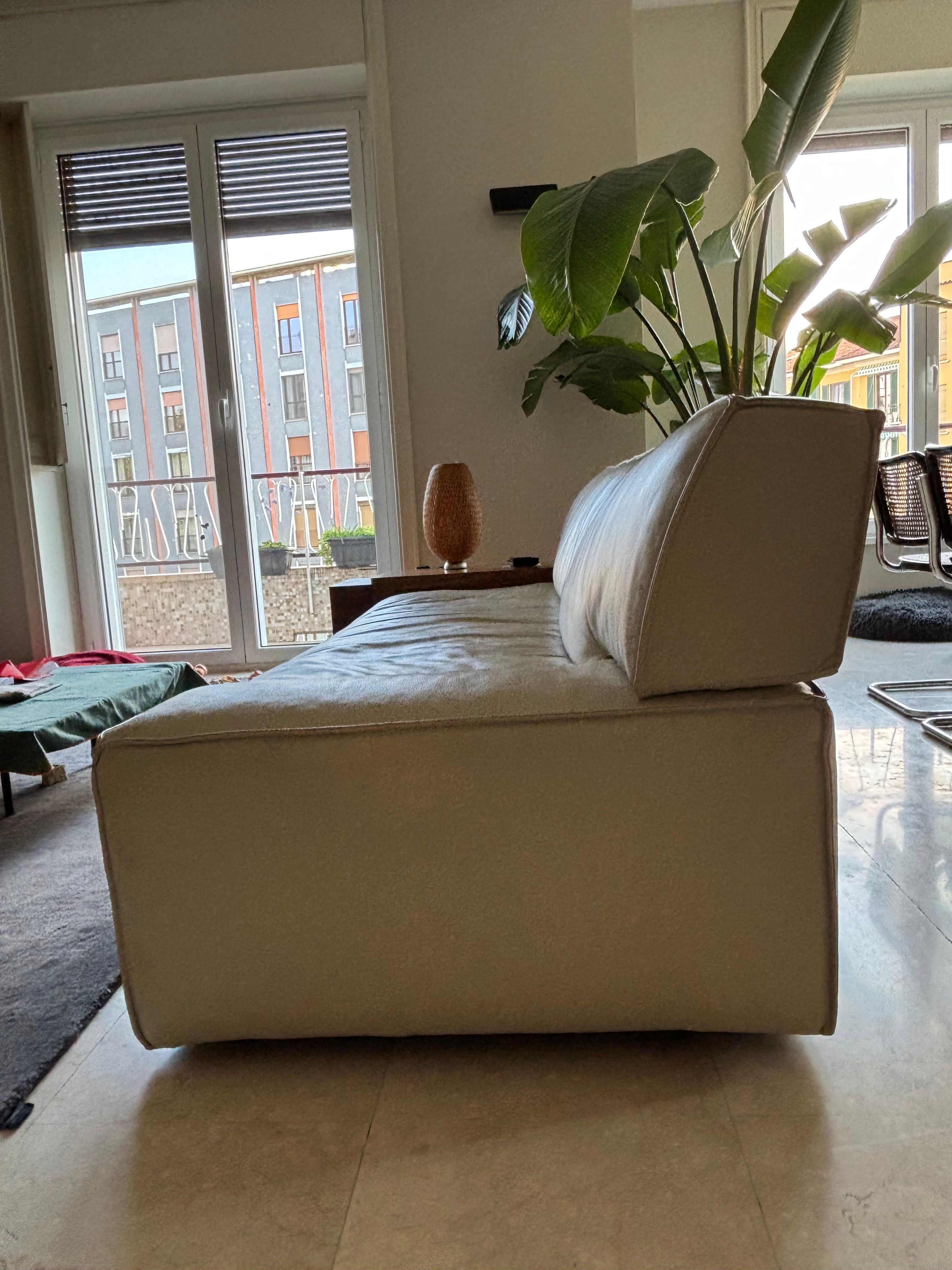 Philippe Starck 3-Sitzer Sofa My World aus beigem Leder Side