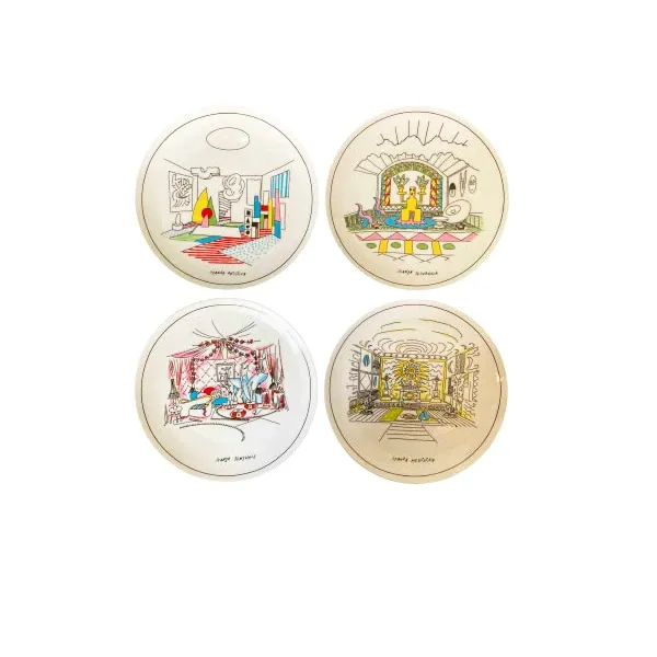 Set 4 Decorative Plates by Alessandro Mendini, Design Memorabilia image