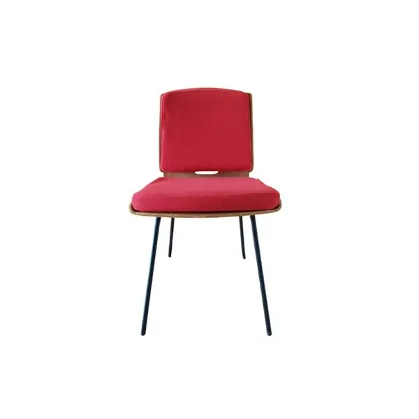 Sedia vintage in stoffa rossa (anni '60), 