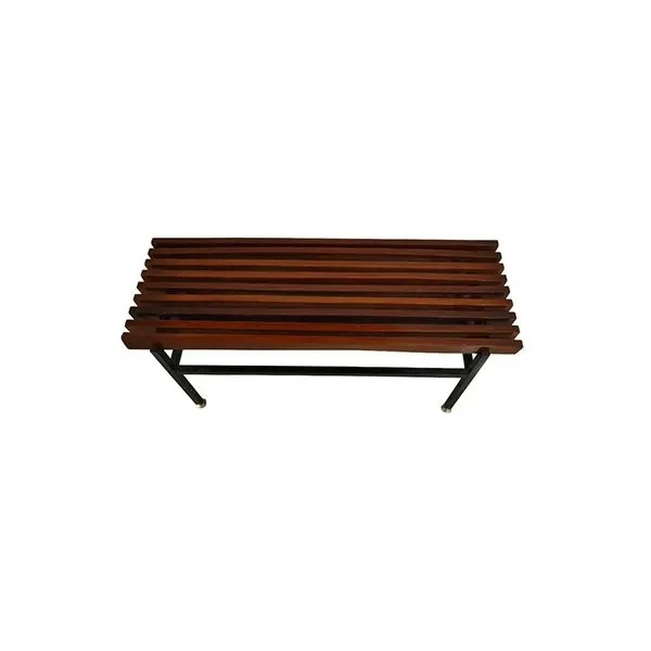 Vintage bench in wood and brass (1960s), image
