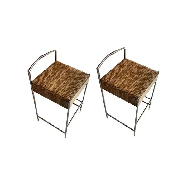 Set of 2 Zebra stools in wood and metal structure, MD Work image