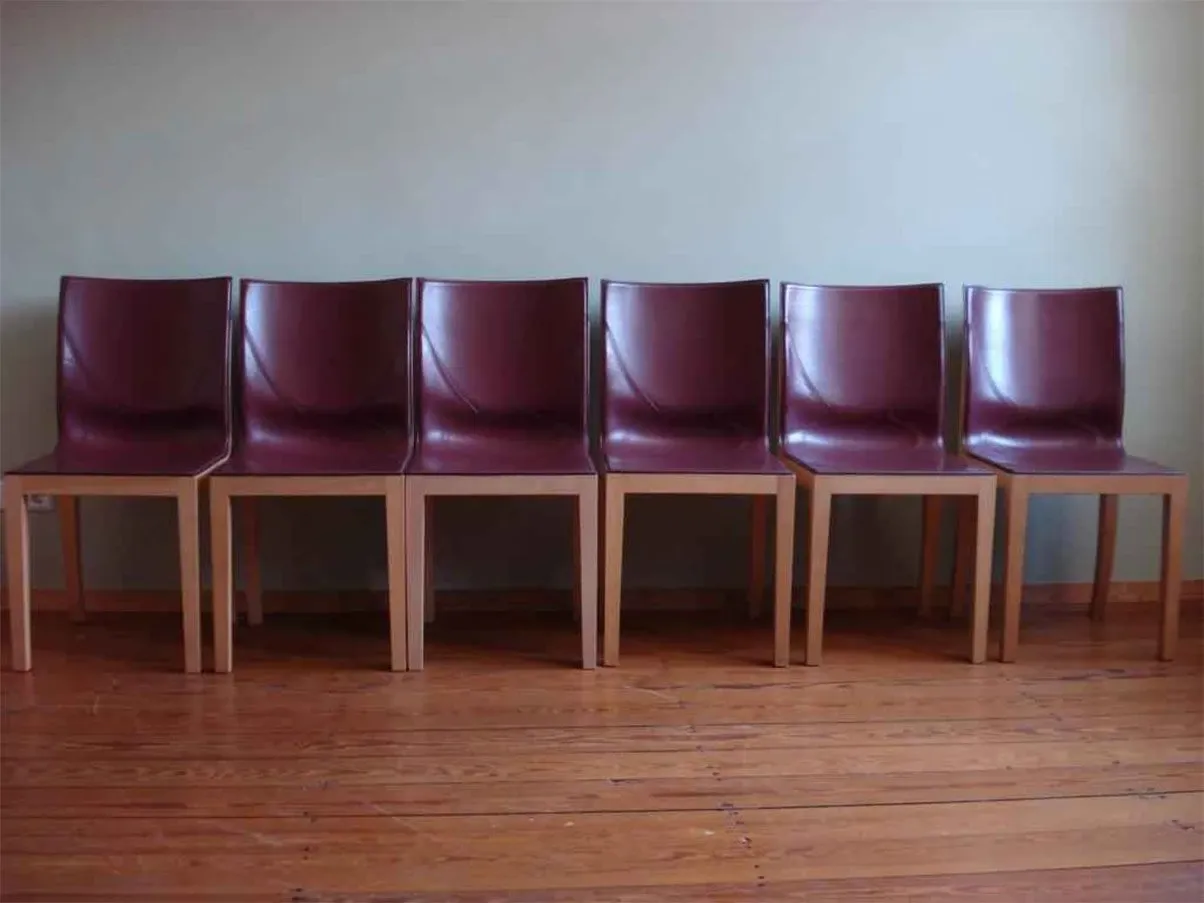 Set of 6 Bittersüß chairs in leather (bordeaux), Matteograssi 6