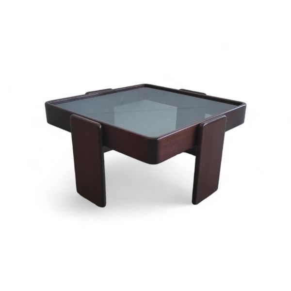 Coffee table in wood and glass (1970s), image
