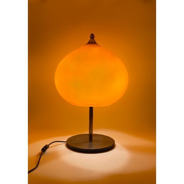 Midcentury table lamp in orange glass, Vistosi Italia image