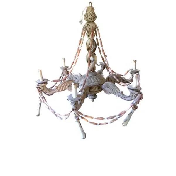 Vintage Provencal style chandelier in wood and quicklime, image