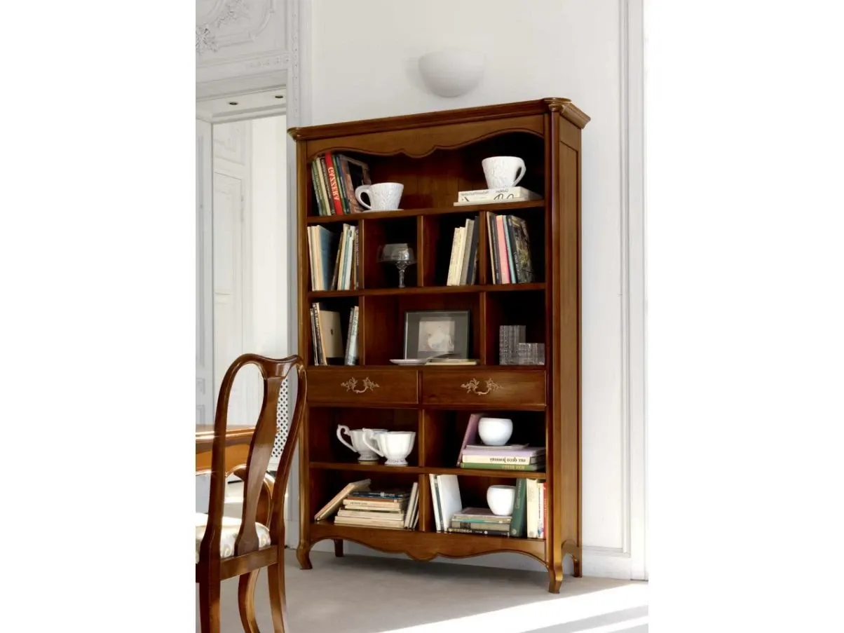 Vintage walnut bookcase with drawers, 2