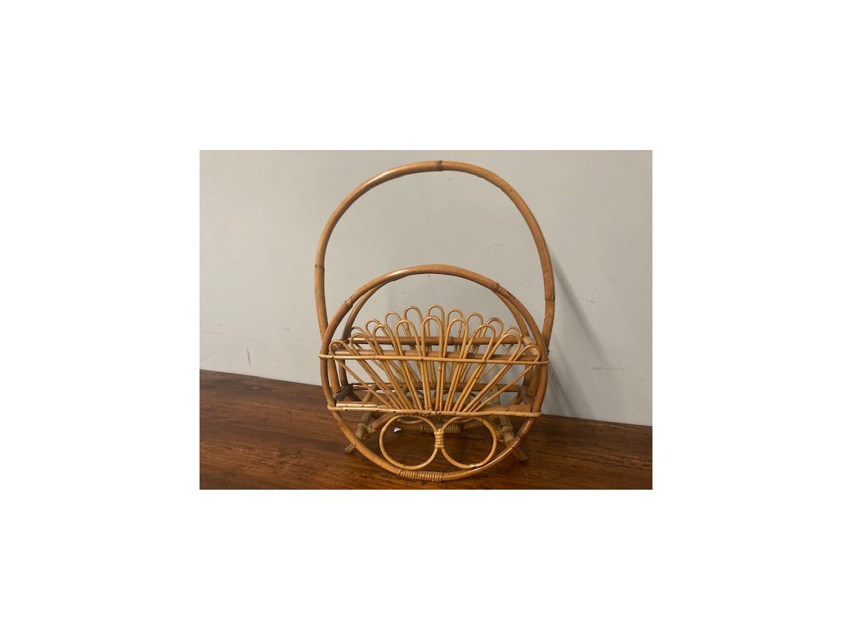 Vintage bamboo magazine rack (1960s), image