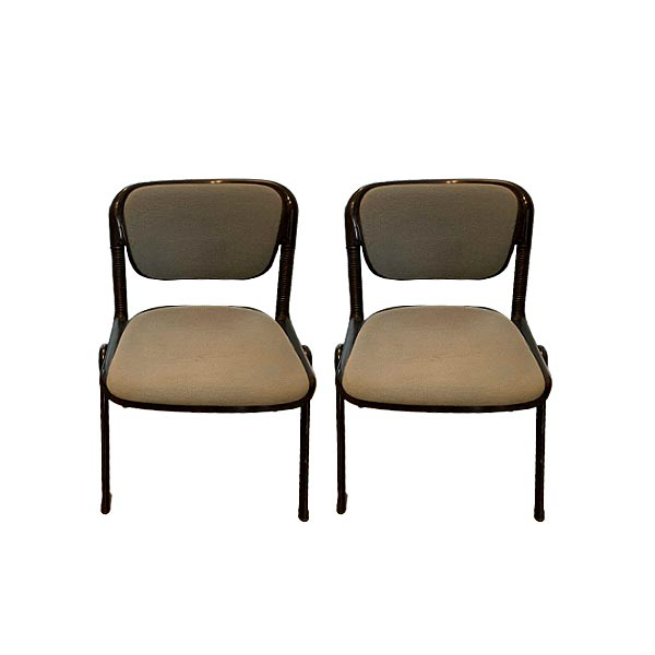 Set of 2 Vertebra stackable chairs in steel, Castelli image