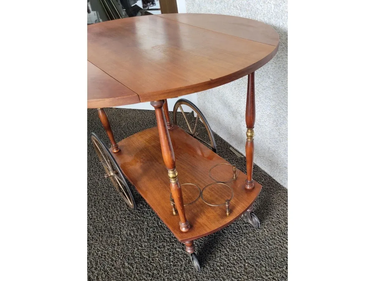 Vintage wooden trolley with folding top, 3