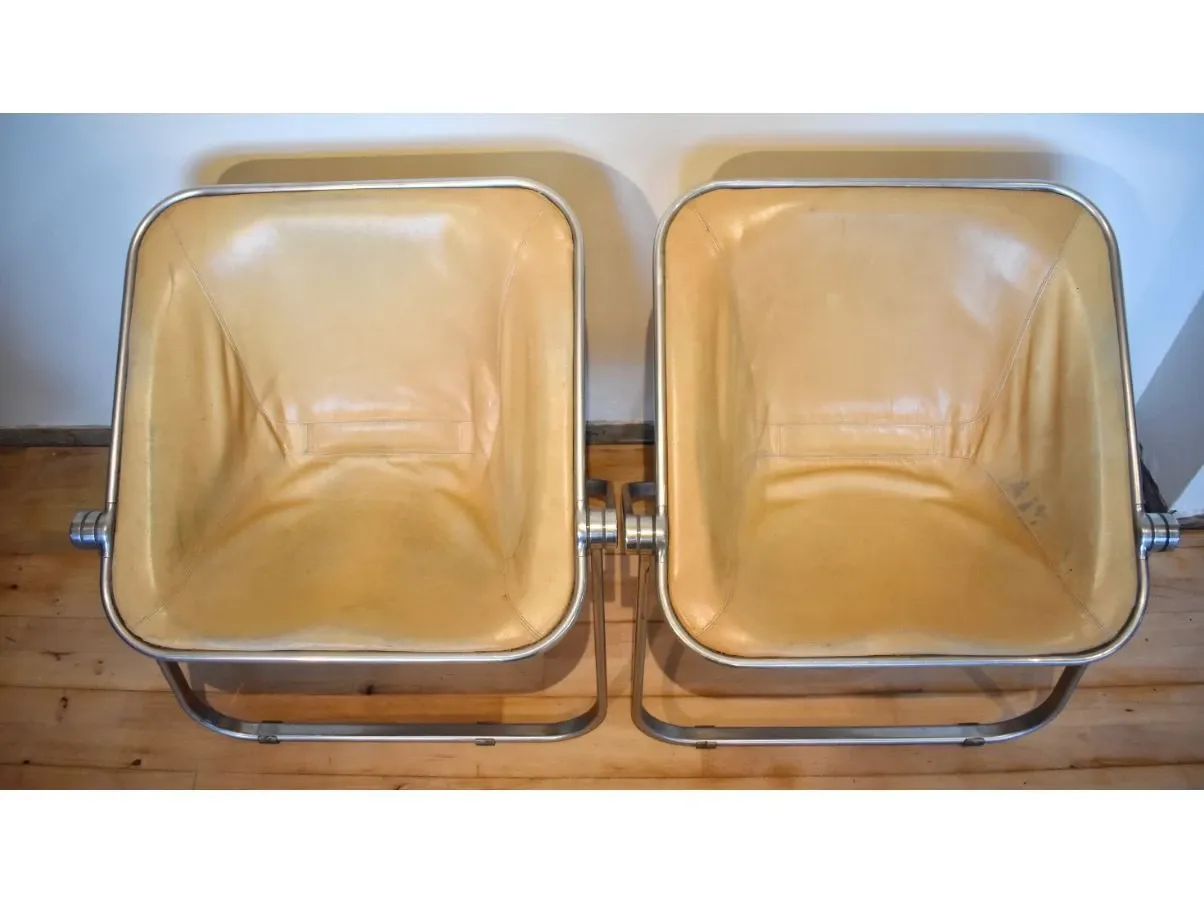 Plona armchair in vintage leather (1970s), Castelli 4